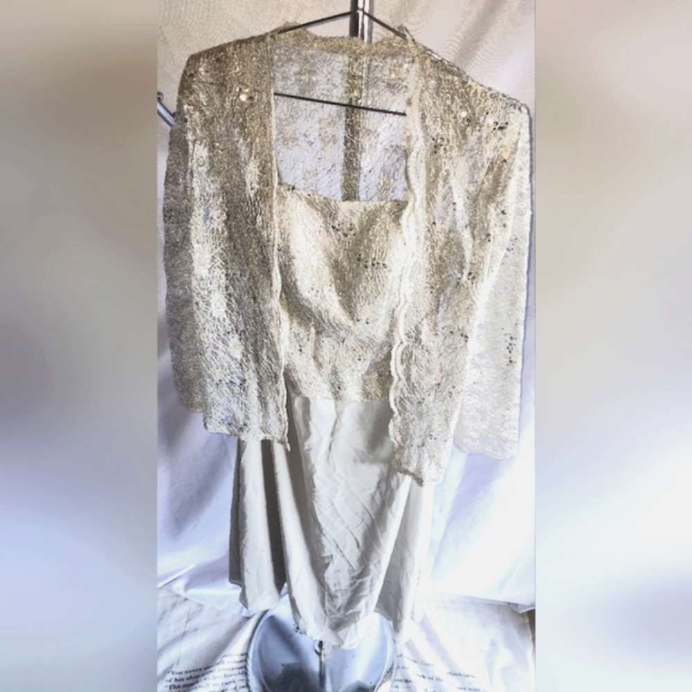 Elegant Lace Overlay Dress with Jacket